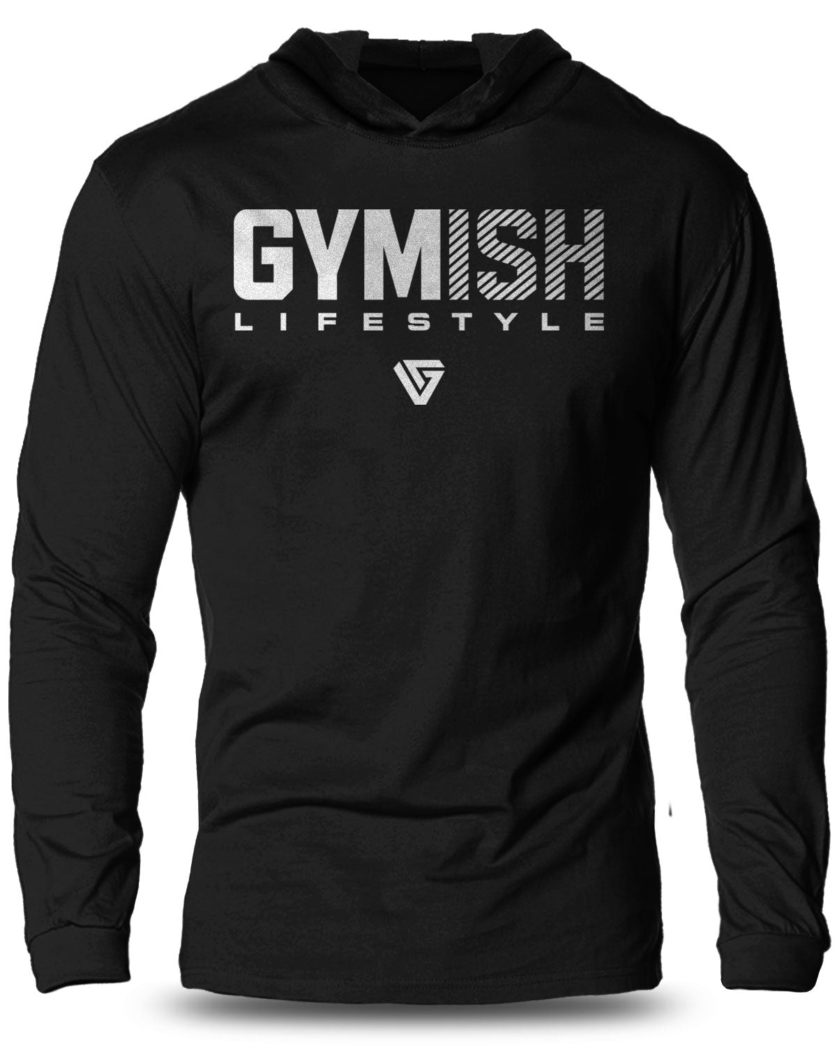 047. Gymish Lifestyle New Large Lightweight Long Sleeve Hooded T-shirt for Men