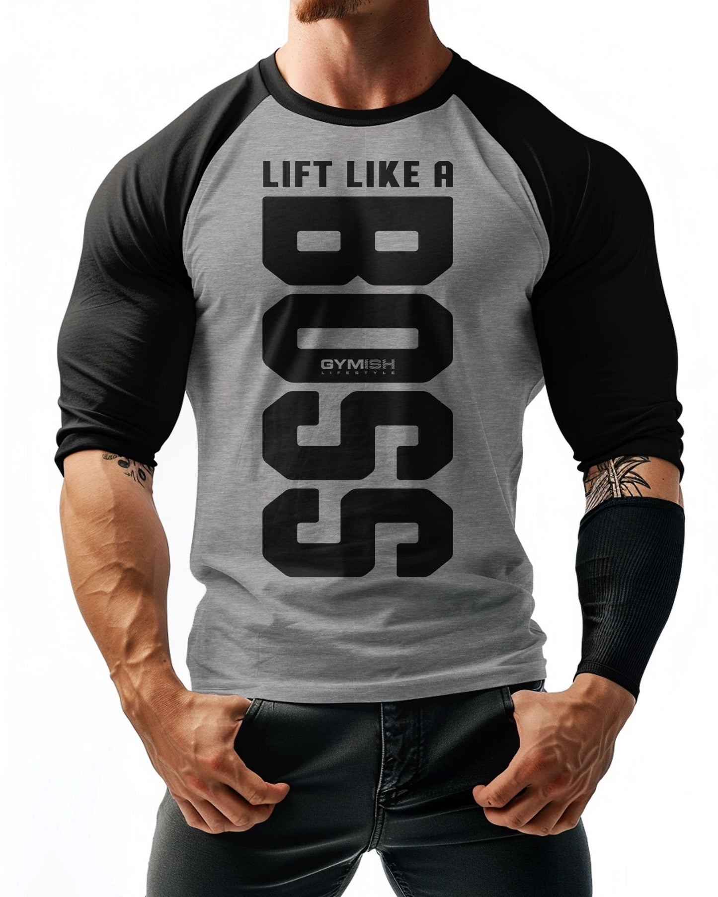 12- RAGLAN Lift Like a Boss Workout Gym T-Shirt for Men