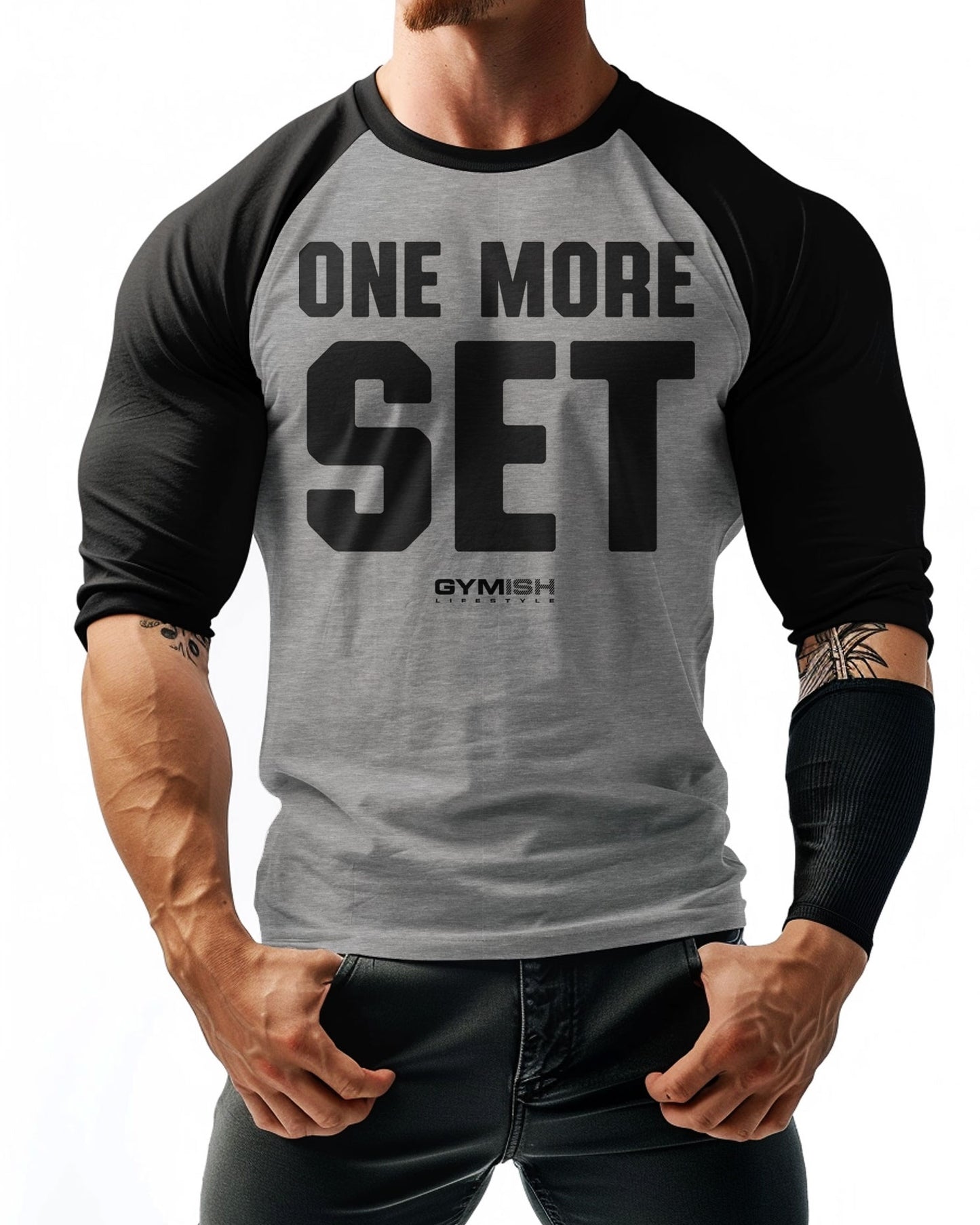 18- RAGLAN One More Set Workout Gym T-Shirt for Men