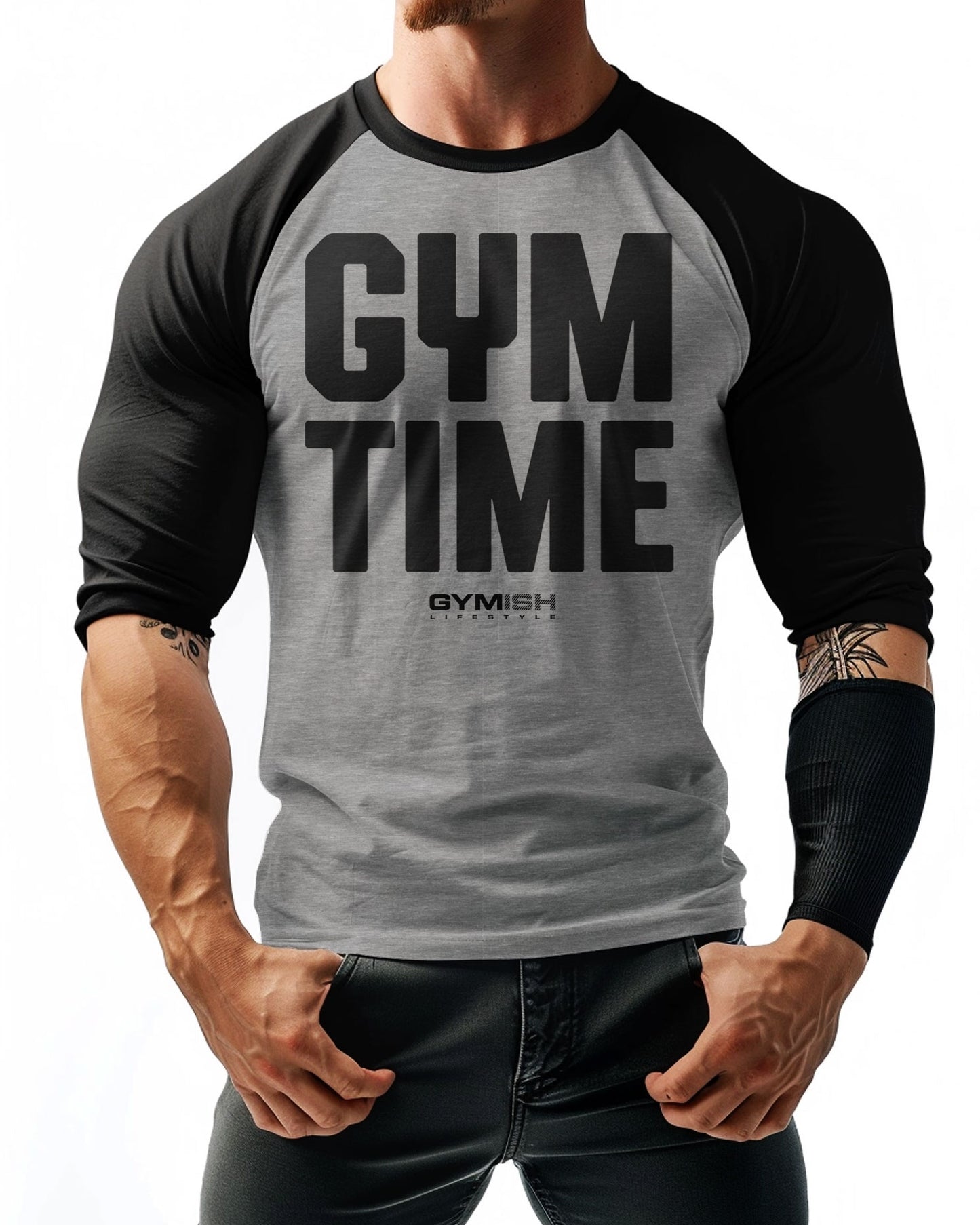 19- RAGLAN Gym Time Workout Gym Shirt for Men