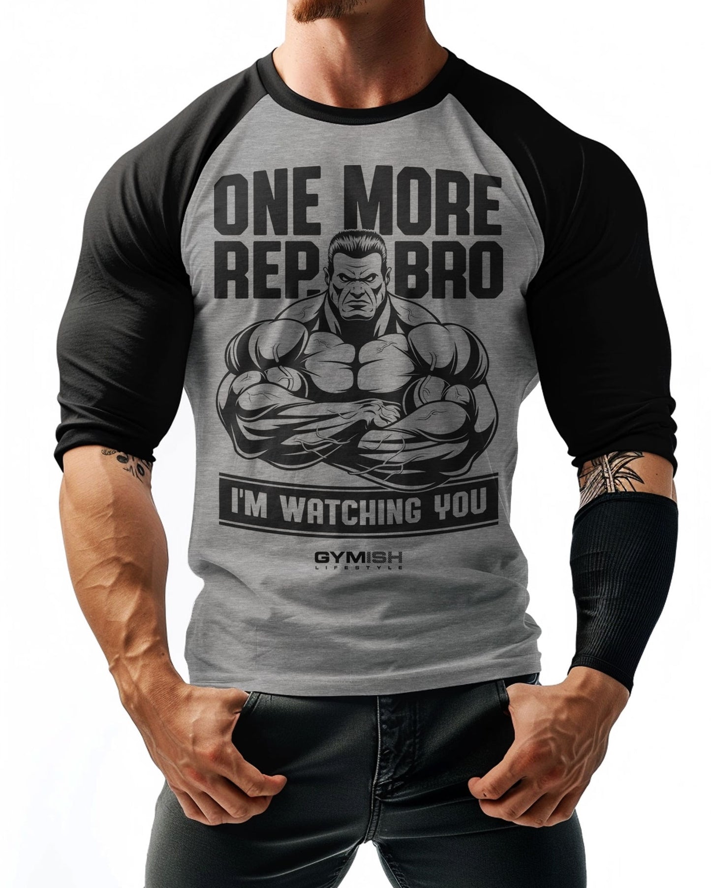 33- RAGLAN One More Rep Bro! Workout Gym T-Shirt for Men