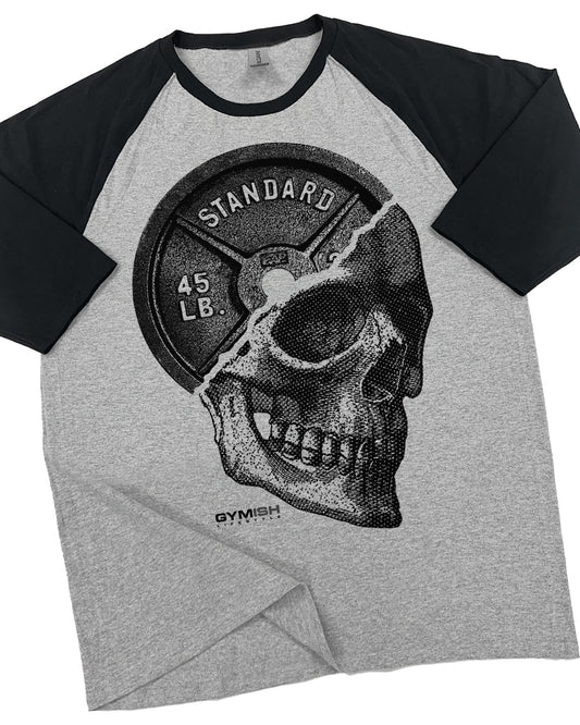 51- RAGLAN Skull Plate Workout Gym T-Shirt for Men