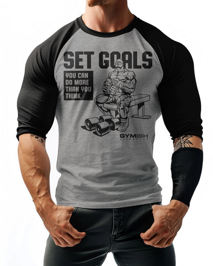 71- RAGLAN SET GOALS Workout Gym T-Shirt for Men