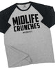 082. RAGLAN Midlife Crunches Funny Workout Gym T-Shirt for Men