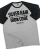 083. RAGLAN Silver Hair Iron Core Funny Workout Gym T-Shirt for Men