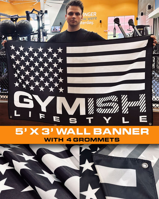 Gym Banner, 5x3 ft Workout Banner for Home Gym, Motivational Banner Poster T-Shirt GYMISH LIFESTYLE