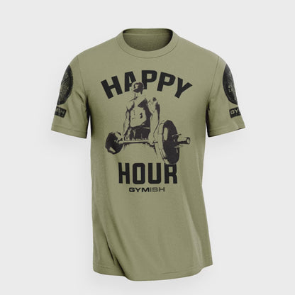 002. Happy Hour Funny Motivational Workout Gym T-Shirt for Men