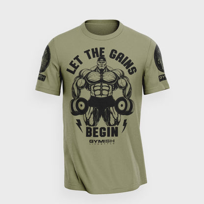 031. Let The Gains Begin Workout T-Shirt