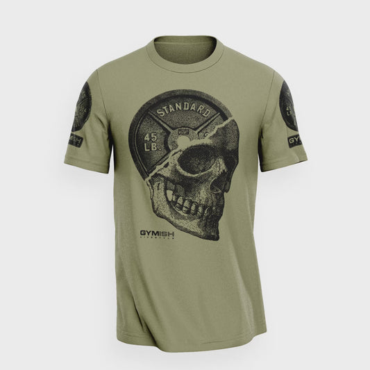 051. SkullPlate Funny Motivational Workout Gym T-Shirt for Men