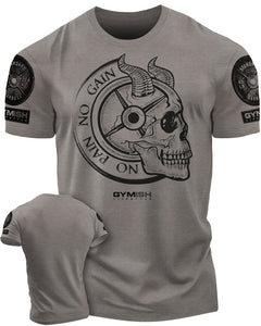 027. No Pain No Gain Funny Motivational Workout Gym T-Shirt for Men