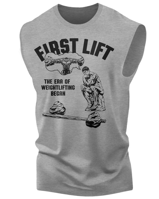 038. First Lift Workout Muscle Tank Top for Men Heather Grey T-Shirt GYMISH LIFESTYLE