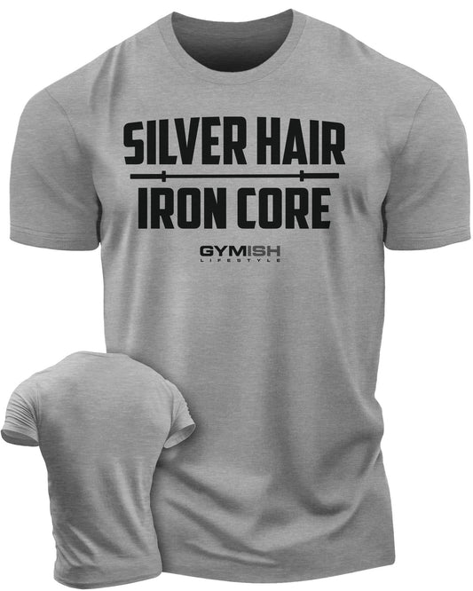 083. Gymish Lifestyle Silver Hair Iron Core Workout Shirts for Men