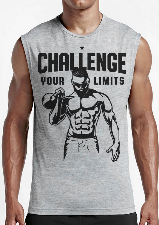 006. Challenge Your Limits Funny Workout Muscle Tank Top for Men T-Shirt GYMISH LIFESTYLE