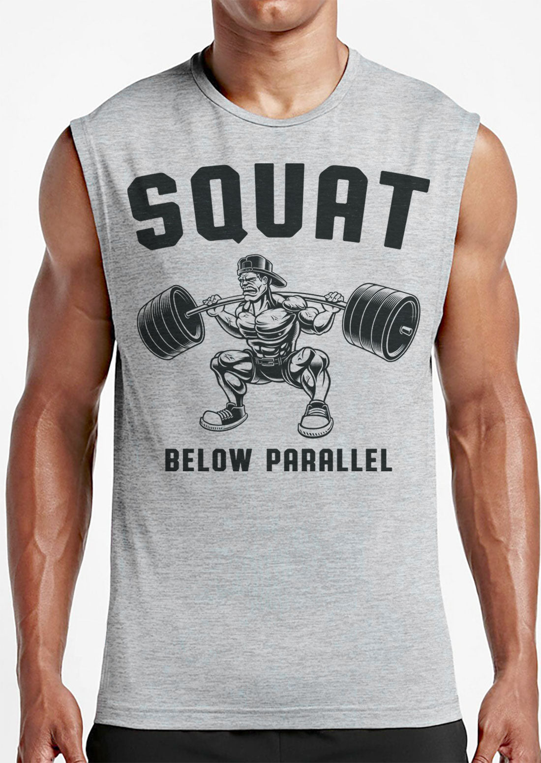 017. Squat Below Parallel Funny Workout Muscle Tank Top for Men T-Shirt GYMISH LIFESTYLE