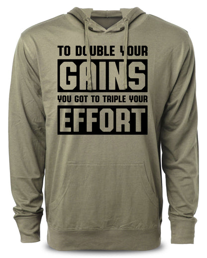 To Double Your Gains Triple Your Effort Workout Hoodies Funny Hoodies Gym Sweatshirt Lifting Pullover Gymish
