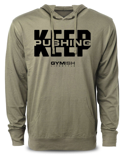 Keep Pushing Workout Hoodies Funny Hoodies Gym Sweatshirt Lifting Pullover