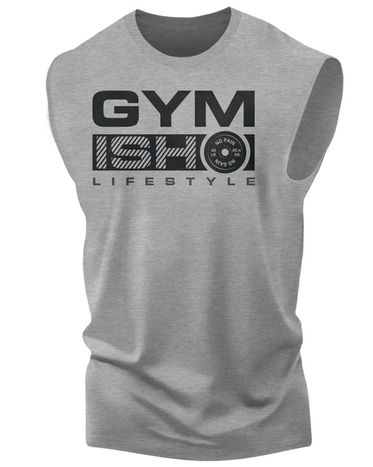 068. Gymish Lifestyle Funny Workout Muscle Tank Top for Men Heather Grey T-Shirt GYMISH LIFESTYLE