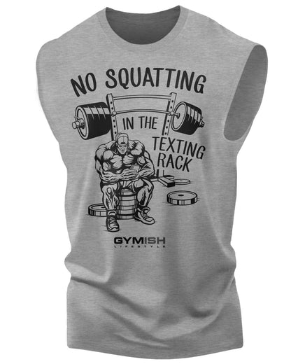 069. No Squatting Funny Workout Muscle Tank Top for Men