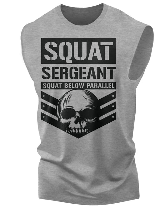 064. Squat Sergeant Funny Workout Muscle Tank Top for Men Heather Grey T-Shirt GYMISH LIFESTYLE