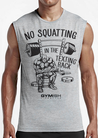 069. No Squatting Funny Workout Muscle Tank Top for Men