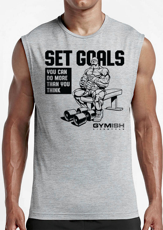 071. Set Goals Funny Workout Muscle Tank Top for Men T-Shirt GYMISH LIFESTYLE